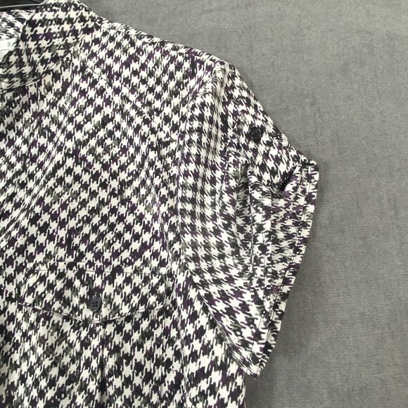 Fred David Womens Houndstooth Pattern Short Sleeve Button-Up Shirt Size Medium - Picture 3 of 9